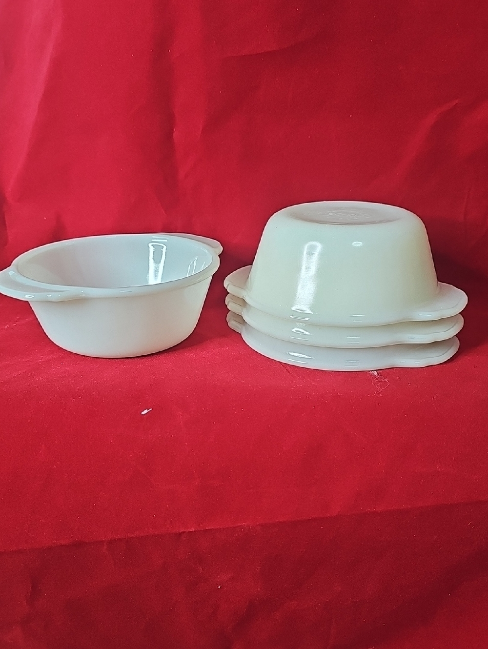 Vintage  Fire King Milk Glass Bowls Set - Cream White